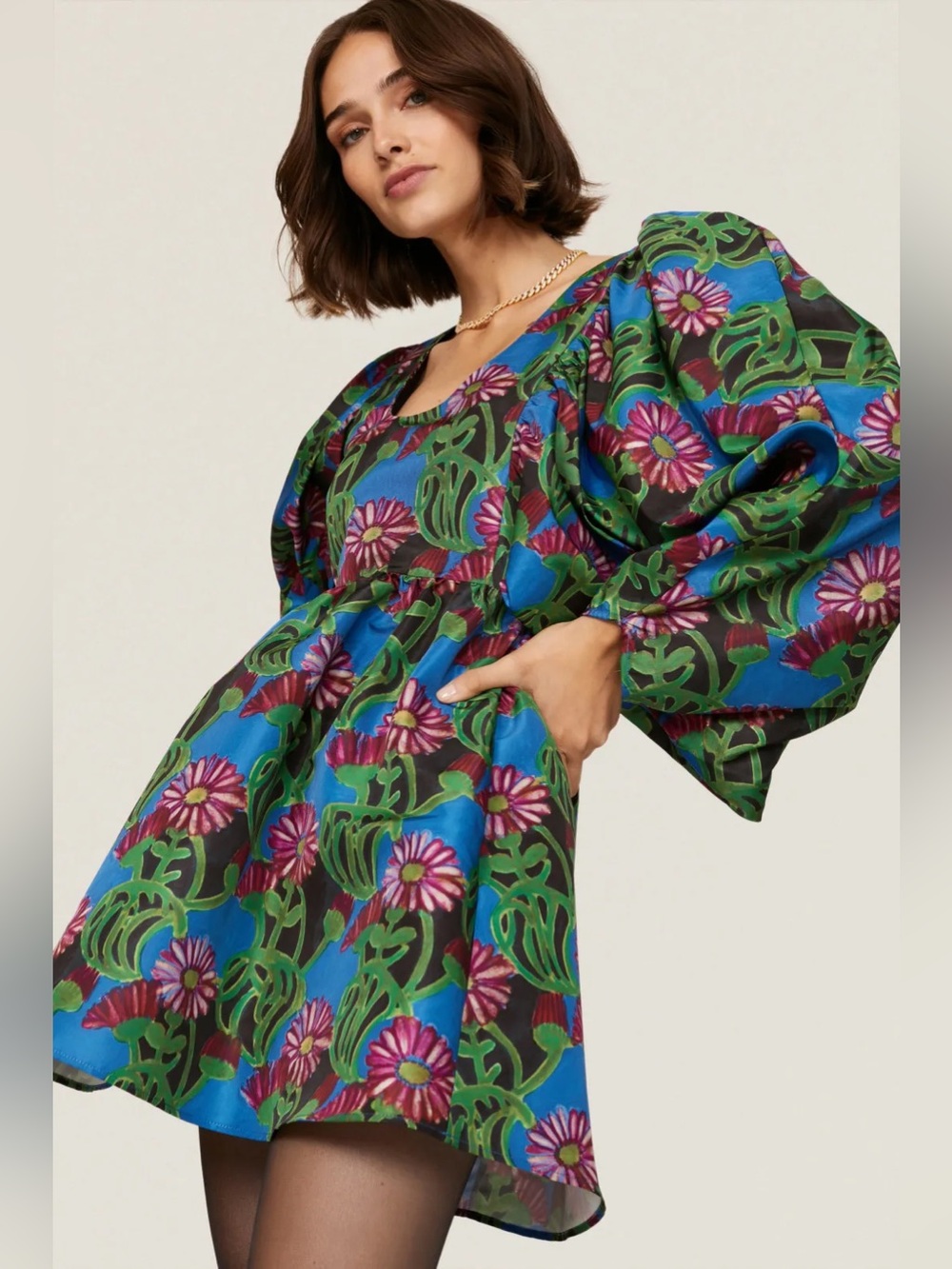 LA DoubleJ Dolly Gerber Faille Dress